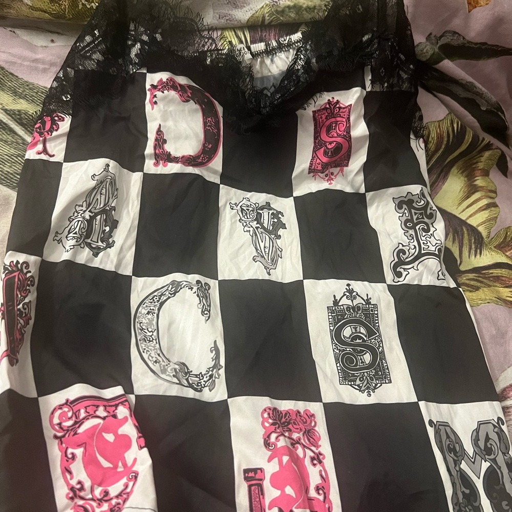 Versace Black and Pink Patterned Top